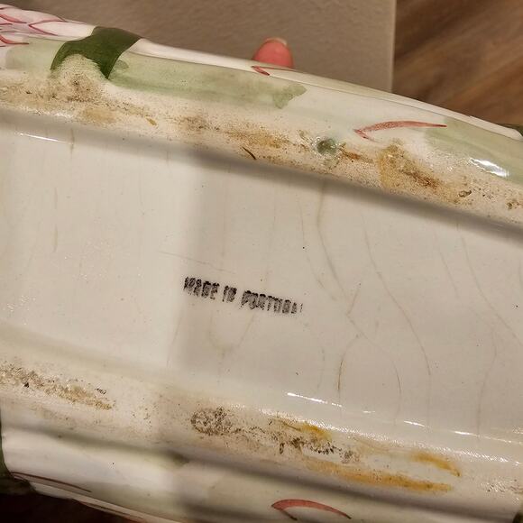 1940s Vintage Portuguese Asparagus Tureen, Palissy Ware, Earthenware - Picture 5 of 6